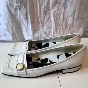 Womans Nine West NWLiLY White Leather Loafers Sz 8 1/2M